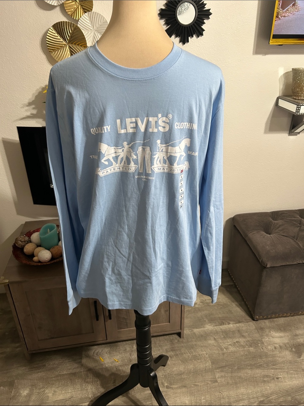 Levi's Light Blue Long Sleeve Logo Tee